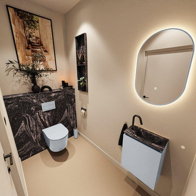 MONDIAZ TURE-DLUX 40cm toiletmeubel Clay. EDEN wastafel Lava positie rechts. Met 1 kraangat.