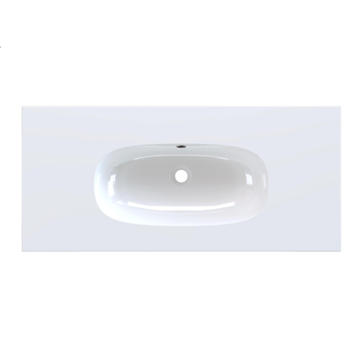 Arcqua Oval Inbouw Wastafel - 101x46x1.5cm - enkele wasbak - zonder kraangat - cast marble - glans wit