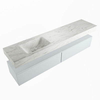 MONDIAZ ALAN - DLUX Badkamermeubelset - 200cm - onderkast - Clay - 2 lades - vrijhangende wastafel - wasbak links - 1 kraangat - Opalo