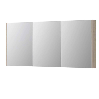 INK SPK2 armoire de toilette – 160 x 74 x 14 cm – 3 portes, portes-miroir double face – Chêne Ivoire