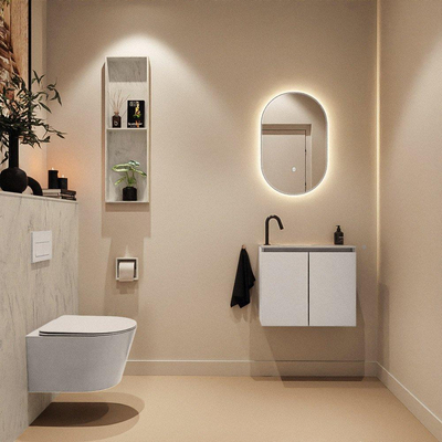 MONDIAZ TURE-DLUX 60cm toiletmeubel Linen. EDEN wastafel Opalo positie links. Met 1 kraangat.