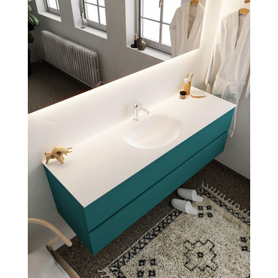 Mondiaz VICA ensemble de meuble de salle de bain - 150cm - meuble sous-vasque smag - 2 tiroirs - lavabo moon milieu - 1 trou de robinet - version XL 60cm haut