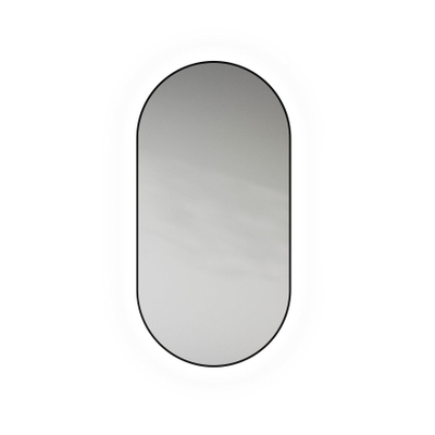 LoooX Mirror collection spiegel – ovaal – 45x90 cm – indirecte LED rondom – Zwart mat