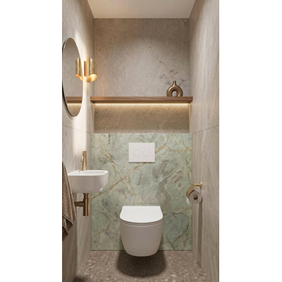 QeramiQ Dely Pack WC - réservoir encastré Geberit UP100 - plaque de déclenchement blanche - WC - Abattant WC - blanc mat
