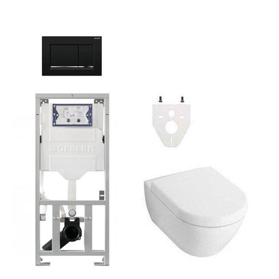 Villeroy Boch Subway 2.0 DirectFlush Toiletset - softclose - geberit reservoir - bedieningsplaat zwart sigma30 - wit