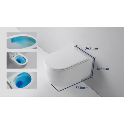 QeramiQ Dely Swirl WC suspendu - 36.5x53cm - à fond creux - sans bride - abattant slim - blanc mat