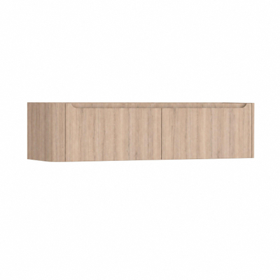 H&R Badmeubelen Juice Wastafelonderkast - 160x45x40cm - linkerhoek afgerond - 2 lades - geïntegreerde greep - Rockford oak