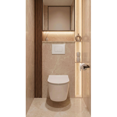 QeramiQ Dely Toiletset - Grohe inbouwreservoir - chrome bedieningsplaat - toilet - zitting - glans wit