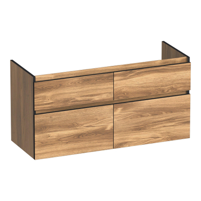 BRAUER Delight Edge wastafelonderkast 120 4 softclose lades - greeploos - 2 sifon uitsparingen - Honey