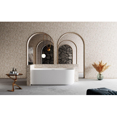 ZEZA Blend baignoire semi-îlot d'angle - nervuré - gauche - 170x80x58cm - avec vidage - acrylique - blanc mat