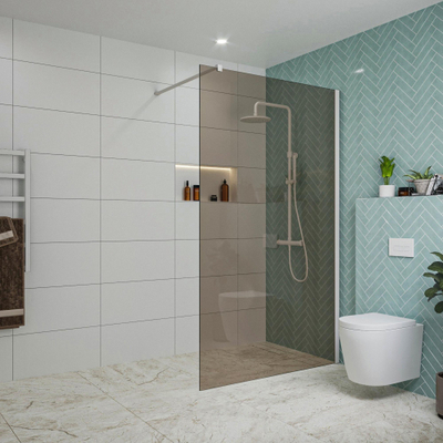 FugaFlow Eccelente Vetro Douche à l'italienne - 120x200cm - verre fumé - Blanc mat