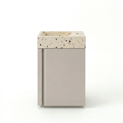 FugaFlow Eccelente Arredo Toiletmeubelset - 40x65cm - 1 deur - 1 kraangat - rechts - fontein terrazzo - mat cotton (beige)