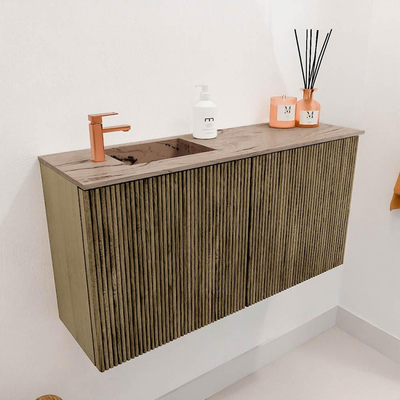 Mondiaz JOYA-DLUX 80cm toiletmeubel - kleur Dusk - Wastafel FAYE positie Links 1 kraangat kleur Arena.