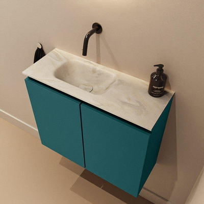 MONDIAZ TURE-DLUX Meuble WC 60 cm Smag. EDEN lavabo Ostra position gauche. Sans trou de robinet.
