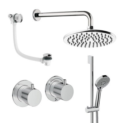 Crosswater MPRO Module ensemble de douche pluie encastré – douche de tête Ø 20 cm – 2 leviers – barre de douche 69.8 cm – vidage de baignoire – chrome