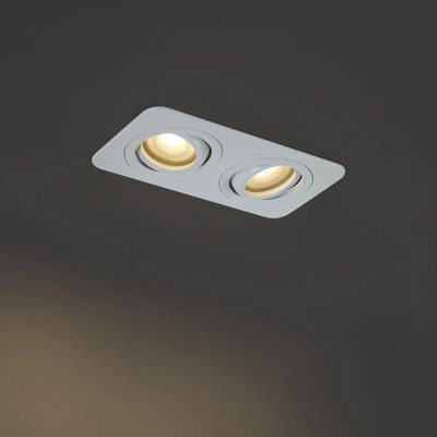 QAZQA Alberto Ensemble de spots encastrés - 2 spots - 11x17,5cm - ampoule led claire incluse - IP44 - Rectangulaire - Blanc