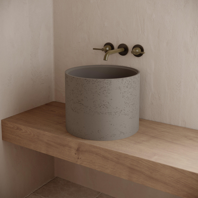 Ideavit Idea.grande vrijstaande wastafel - 39x30cm - rond - incl. pop-up afvoer - beton D5