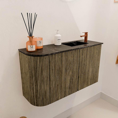 Mondiaz JOYA-DLUX 71.6cm toiletmeubel - ronding links kleur Dusk - Wastafel FAYE positie Rechts 1 kraangat kleur Lava.