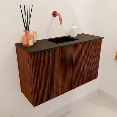 Mondiaz JOYA 70cm toiletmeubel - kleur Ruby - Wastafel FAYE positie Midden Zonder kraangat kleur Urban.