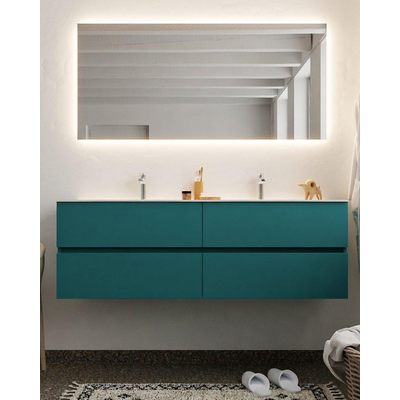 Mondiaz VICA ensemble de meuble de salle de bain - 150cm - meuble sous-vasque smag - 4 tiroirs - lavabo moon double - 2 trous de robinet - version XL 60cm de haut