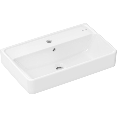 Hansgrohe Xanuia Q Wastafel/Fontein - 60x37cm - inbouw - 1 kraangat - met overloop - compact - glans wit