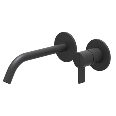 IVY Pact Partie apparente - mitigeur de lavabo - 2 trous - encastré - montage mural - bec courbé - coldstart - Noir mat PED