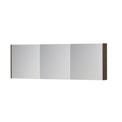 INK SPK1 spiegelkast – 180x60x14 cm – 3 deuren, dubbelzijdige spiegeldeuren – Massief eiken Charcoal