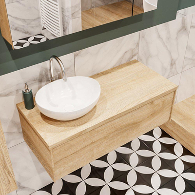 Mondiaz LUSH Meuble salle de bains avec 1 tiroir lavabo BARCO 100x30x45cm Gauche 1 trou de robinet Washed oak
