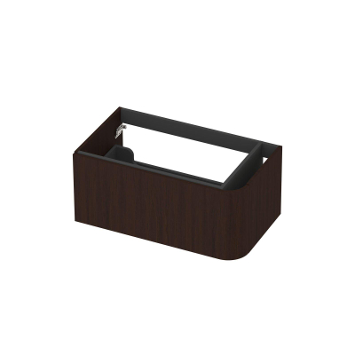 INK Concept R Wastafelonderkast - 80x45x35cm - 1 lade - opliggende grepen - afgeronde hoek rechts - MDF - dark veneer