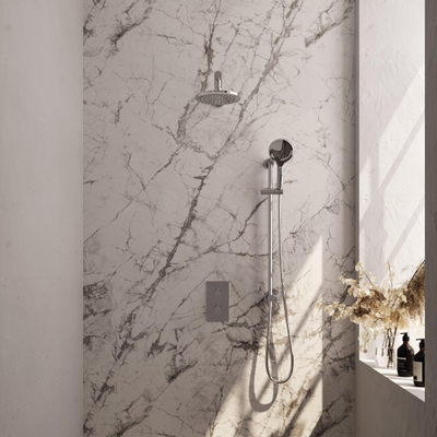 BRAUER Chrome Edition inbouw regendoucheset – Ø20 cm hoofddouche – 40 cm rechte wandarm – ronde handdouche – met omstel