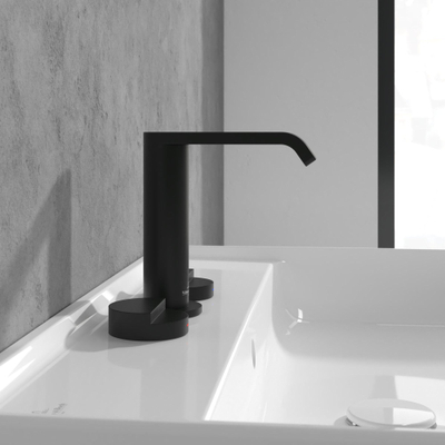 Villeroy & Boch Dawn wastafeluitloop set - zonder pop up afvoergarnituur - wandmontage afbouwdeel - mat zwart