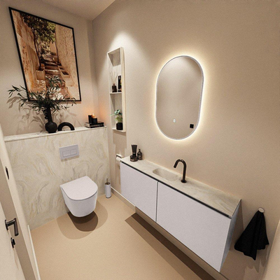 MONDIAZ TURE-DLUX meuble WC 120 cm Cale. EDEN lavabo Ostra position milieu. Avec 1 trou de robinet.