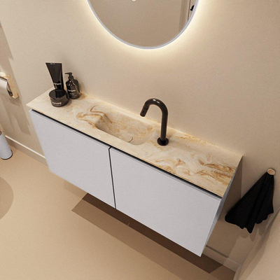 MONDIAZ TURE-DLUX meuble de toilettes 100cm Cale. EDEN lavabo Frappe position milieu. Avec 1 trou de robinet.