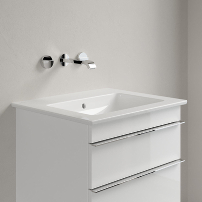Villeroy & Boch venticello wastafel - zonder kraangat - 60x50cm - met overloop CeramicPlus - White Alpine (glans wit)