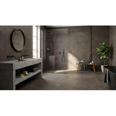 EnergieKer Magnetic wand- en vloertegel - 80x80cm - 9mm - Vierkant - gerectificeerd - Betonlook - Bronze mat