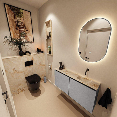 MONDIAZ TURE-DLUX 100cm toiletmeubel Plata. EDEN wastafel Frappe positie rechts. Zonder kraangat.