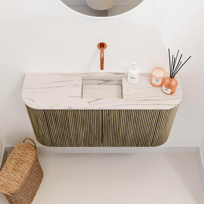 Mondiaz JOYA-DLUX 83.2cm toiletmeubel - ronding links en rechts kleur Dusk - Wastafel FAYE positie Midden Zonder kraangat kleur Nata.