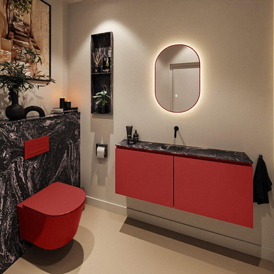 MONDIAZ TURE-DLUX Meuble toilette - 120cm - Fire - EDEN - vasque Lava - position centrale - sans trou de robinet