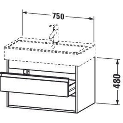 Duravit Ketho Meuble sous-lavabo avec 2 tiroirs 75x44x41cm pour Vero 045480 basalte