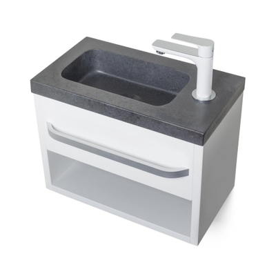 BRAUER Petit meuble lave-mains - 40x28x22cm - 1 tiroir - sans poignée - MDF - brillant blanc