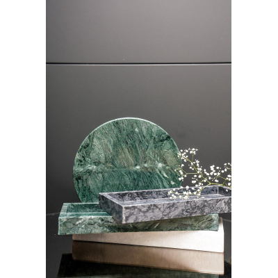 Wellmark plateau rond en marbre plat 24cm rond en marbre vert