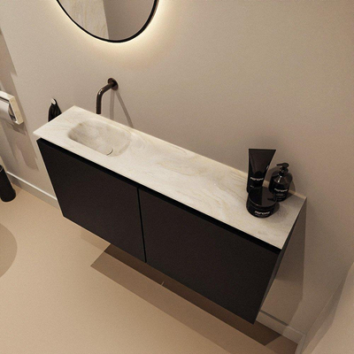 MONDIAZ TURE-DLUX 100cm toiletmeubel Urban. EDEN wastafel Ostra positie links. Zonder kraangat.