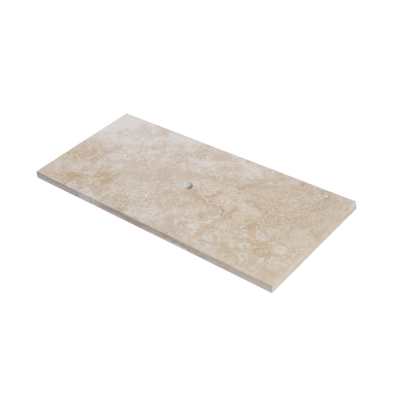 Saniclass Travertin Plan sous vasque - 100x46cm - sans trous de robinet - 1 découpe pour le siphon - pierre naturelle marbrée
