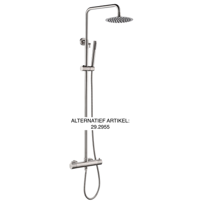 Wiesbaden 304 thermostatische regendoucheset – opbouw – Ø25 cm hoofddouche – 2-standen handdouche – geborsteld RVS