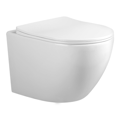 Adema Salina 2.0 hangtoilet – compact – spoelrandloos – diepte 48,5 cm – met softclose zitting – glans wit