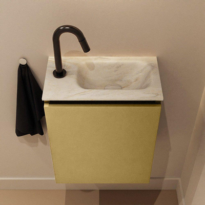 MONDIAZ TURE-DLUX Meuble de toilettes 40 cm Oro. EDEN lavabo Ostra position à droite. Avec 1 trou de robinet.