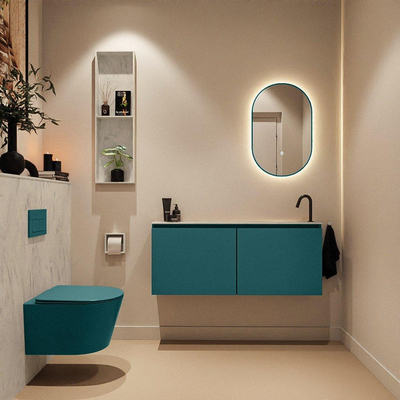 MONDIAZ TURE-DLUX Meuble toilette - 120cm - Smag - EDEN - vasque Opalo - position droite - 1 trou de robinet
