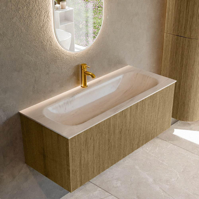 MONDIAZ KURVE-DLUX 110cm badmeubel kleur Dusk met 1 lade en 0 deuren. Wastafel BIG MEDIUM Midden 1 kraangat Meli.