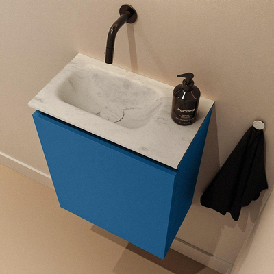 MONDIAZ TURE-DLUX 40cm toiletmeubel Jeans. EDEN wastafel Opalo positie links. Zonder kraangat.