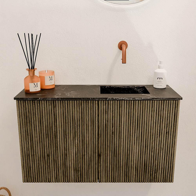 Mondiaz JOYA-DLUX 70cm toiletmeubel - kleur Dusk - Wastafel FAYE positie Rechts Zonder kraangat kleur Lava.